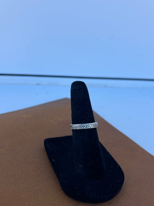 Tooled Sterling Silver Band