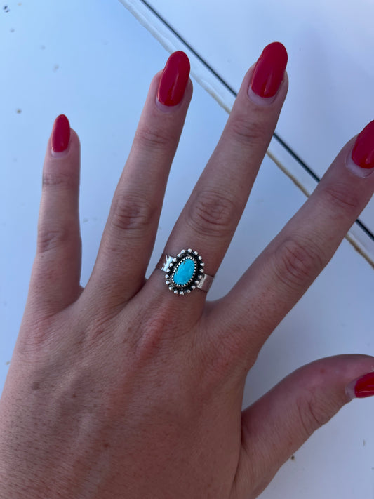 Turquoise Hammered Band Ring