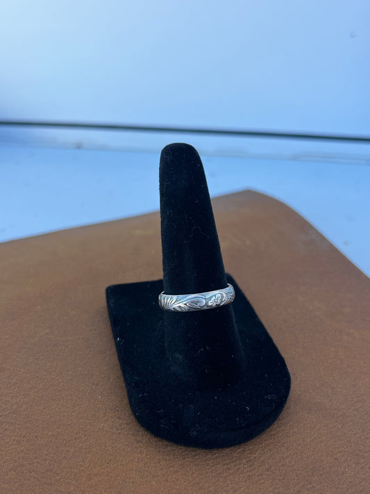 Thick Tooled Sterling Silver Band