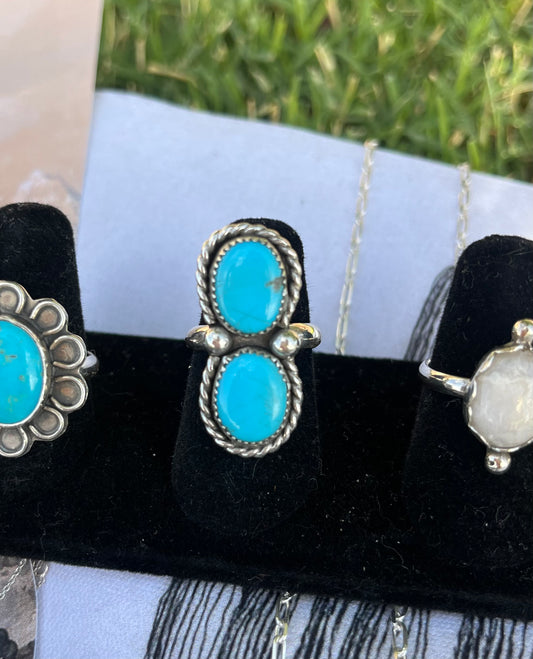 2 Stone Turquoise Ring