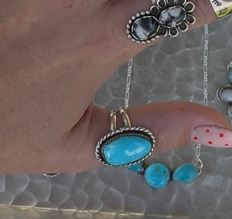 Turquoise Ring W/ Rope Decal