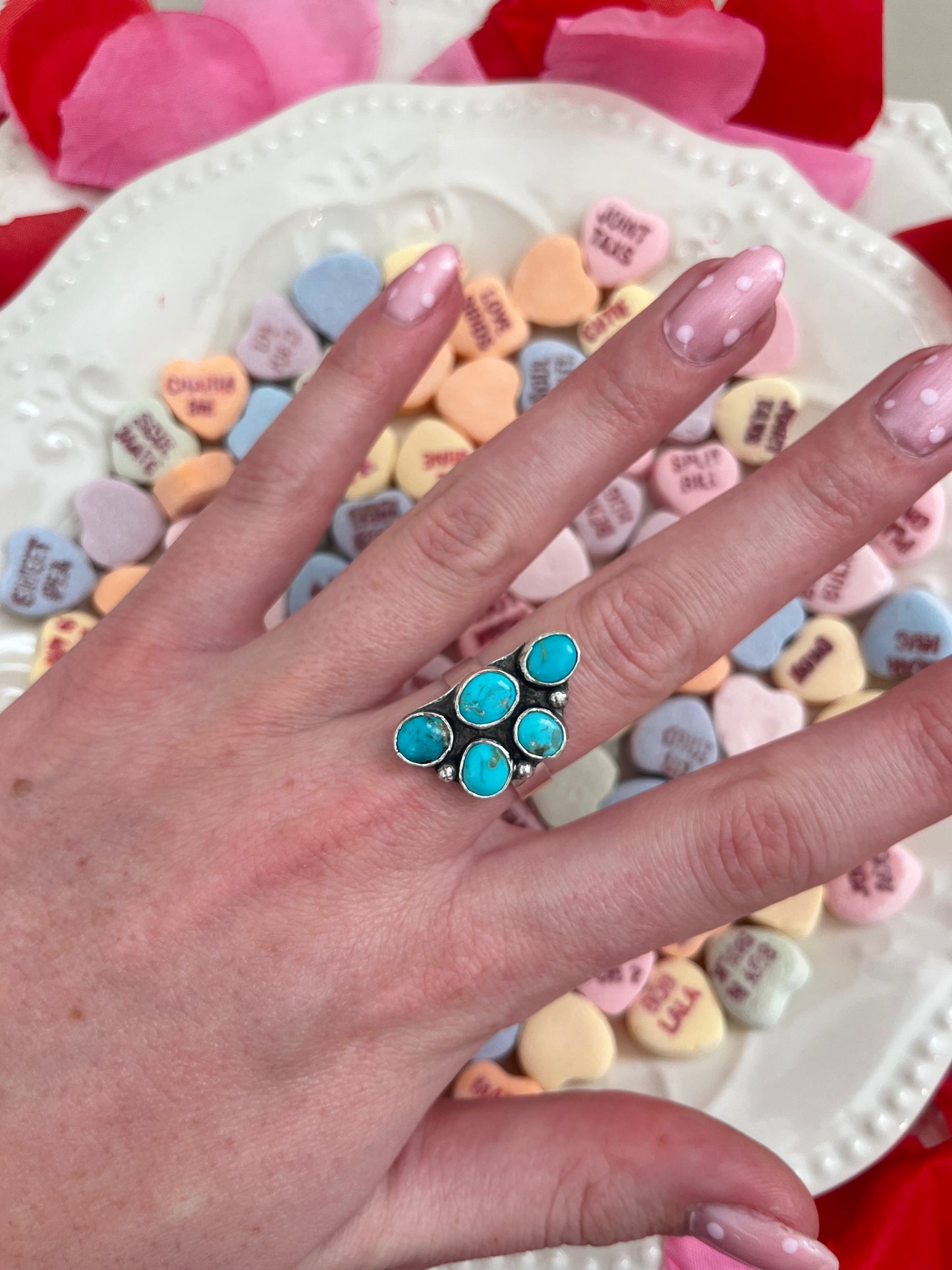 Half Cluster Turquoise Ring
