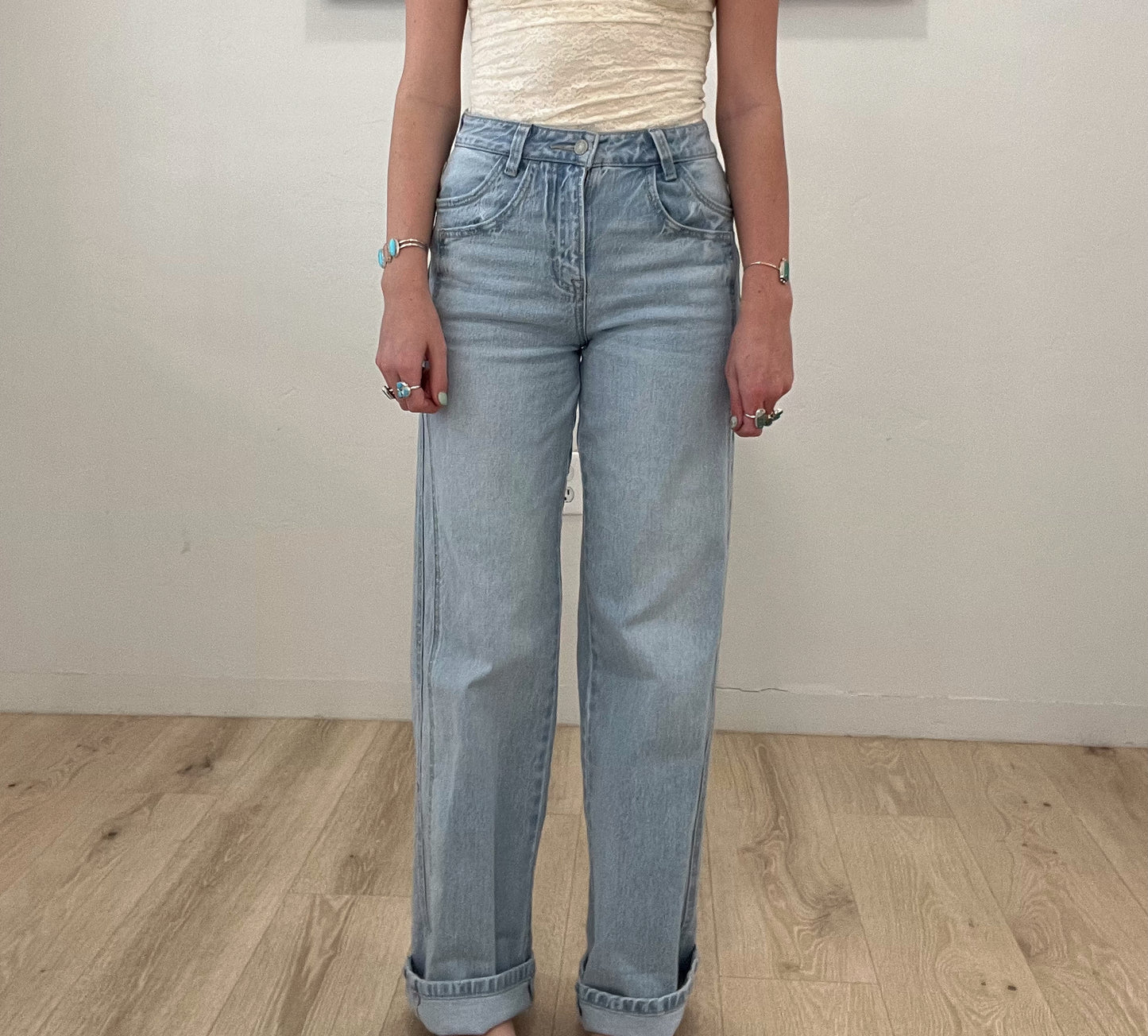 Cuffed Wide Leg Jean